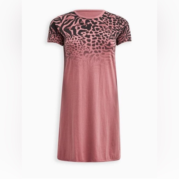 NWT Torrid Lovesick Destructed Dress - Cotton Overdyed Animal Dusty Pink Size 1 - Picture 4 of 15